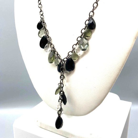 Vintage Carolee Gunmetal Necklace with Teardrop Lavalier - Picture 3 of 4